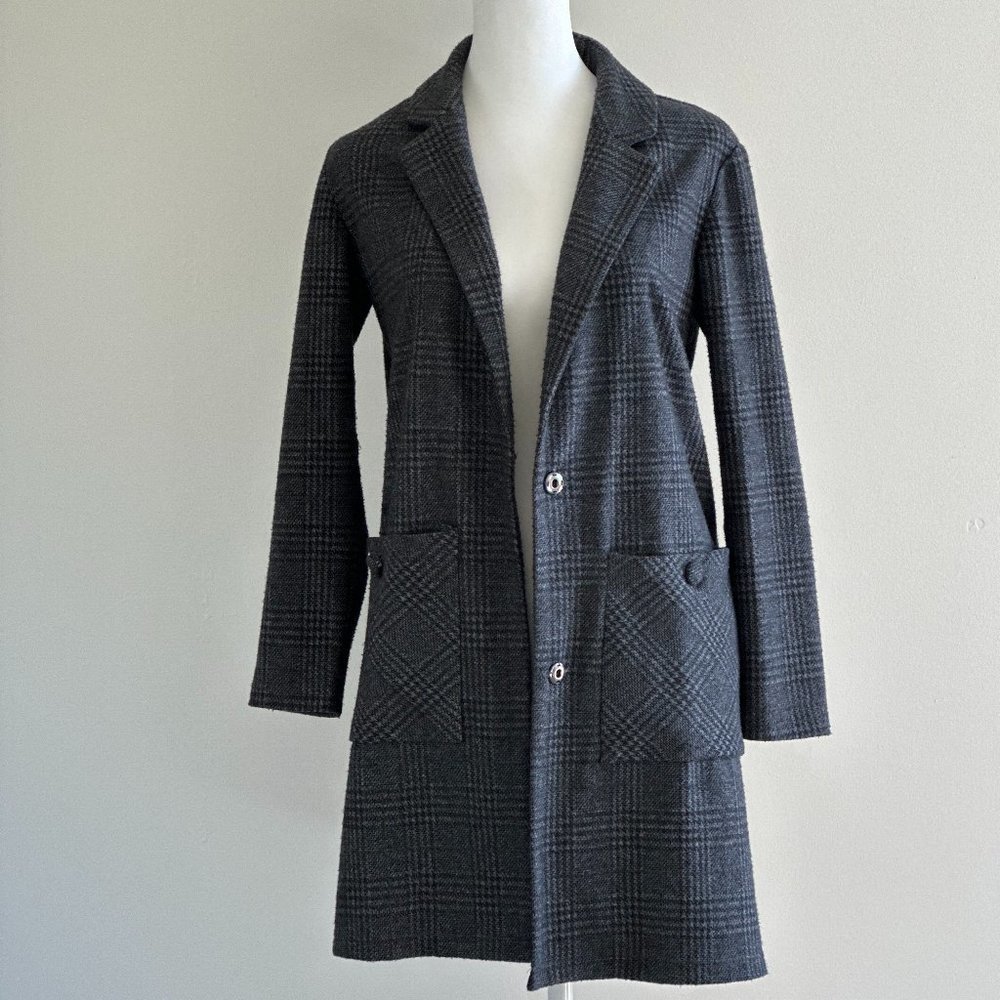 ANTHROPOLOGIE HARLYN GRAHAM LONGLINE BLAZER COAT JACKET DARK GREY SZ XSP